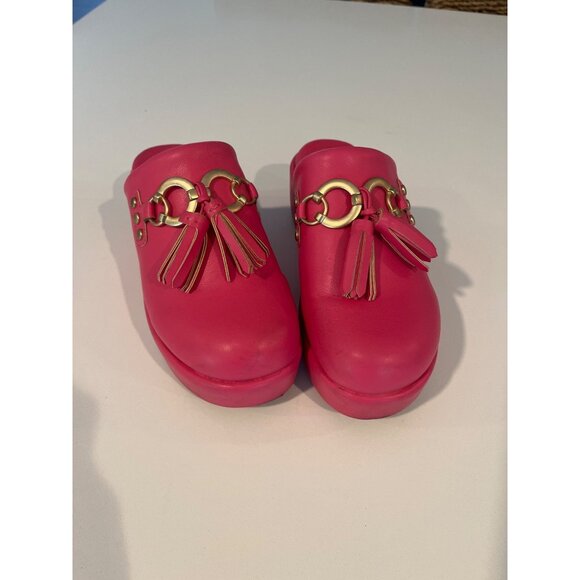 Sam Edelman Jinger Pink Platform Clogs With Gold Tassel Detail - Picture 1 of 8